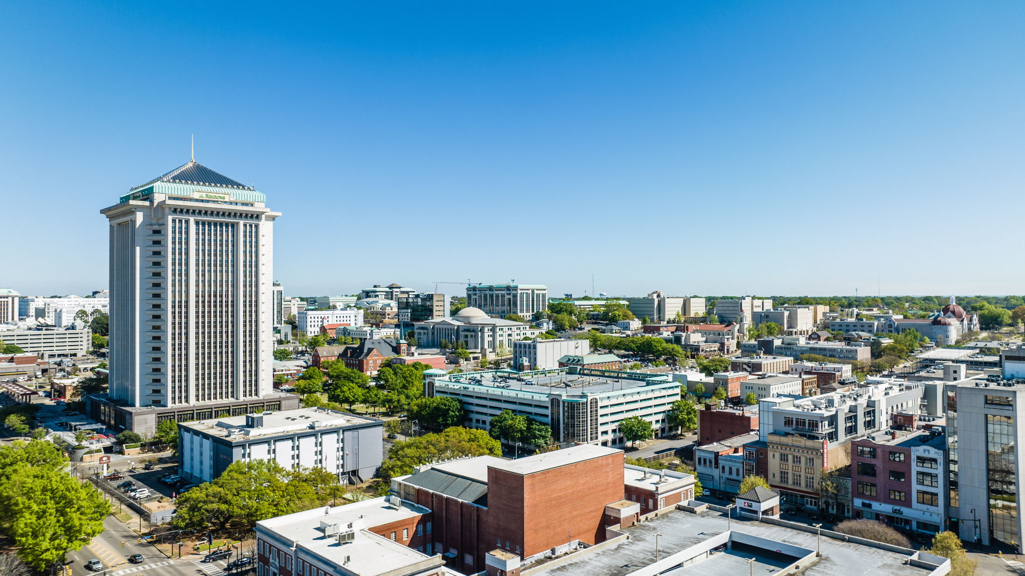 wide angle shot of downtown montgomery alabama